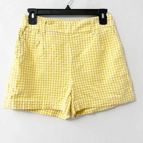 🟢a new day Yellow and White Plaid High Waist Shorts Size 4 - Picture 2 of 7